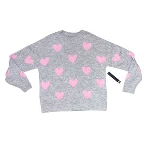 My Michelle Heather Gray Sweater with Pink Heart Accents in a Women’s size Small